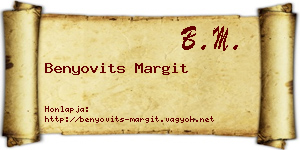 Benyovits Margit névjegykártya